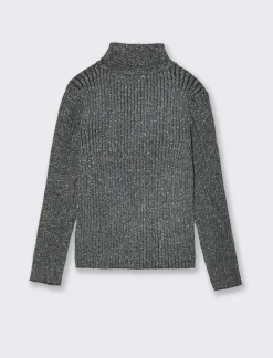 Piazza Italia Maglioncino da bambina con filo metallizzato e bottoni mezza perla - Nero Best