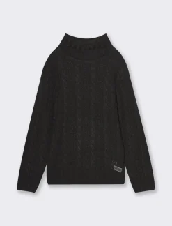 Piazza Italia Maglioncino da bambino collo alto con etichetta al fondo - Nero Best