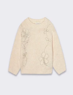 Piazza Italia Maglioncino da neonata in tessuto mano calda con applicazione frontale - Beige Clearance