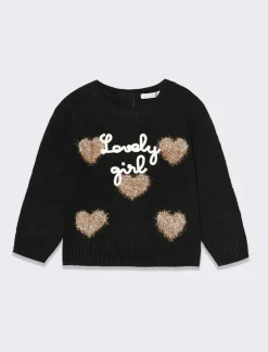 Piazza Italia Maglioncino effetto peloso con ricamo e disegni in lurex - Nero Cheap