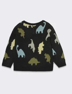 Piazza Italia Maglioncino girocollo con all over in jacquard e stampa - Nero Shop