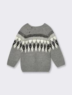 Piazza Italia Maglioncino girocollo con disegno ad intarsio sul davanti - mel. Grigio Best