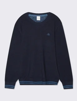 Piazza Italia Maglioncino leggero con toppe sulle maniche - Blu Outlet