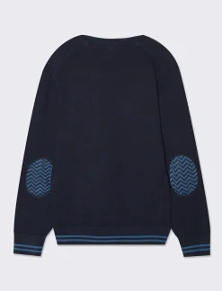 Piazza Italia Maglioncino leggero con toppe sulle maniche - Blu Outlet