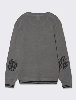 Piazza Italia Maglioncino leggero con toppe sulle maniche - Verde Outlet