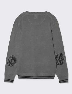 Piazza Italia Maglioncino leggero con toppe sulle maniche - Grigio Cheap