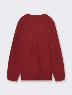 Piazza Italia Maglione con tasca e dettaglio bottoncino - Bordeaux Fashion