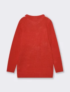Piazza Italia Maglione lungo natalizio da bambina - Rosso Best Sale