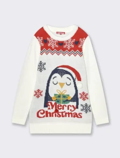 Piazza Italia Maglione lungo natalizio da bambina - sporco Bianco Sale