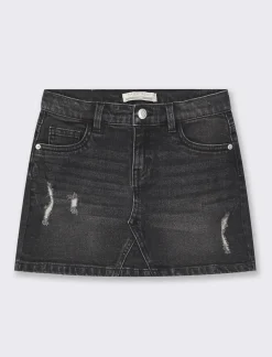 Piazza Italia Minigonna in denim elastico 5 tasche elastico regolabile in vita - Nero New