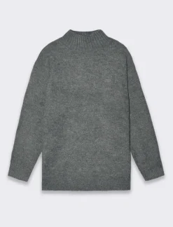 Piazza Italia Moglia modello maxipull con collo alto - Grigio melange Flash Sale