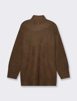 Piazza Italia Moglia modello maxipull con collo alto - Marrone tabacco Online