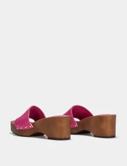 Piazza Italia Mule in rafia da donna - Fuxia Cheap