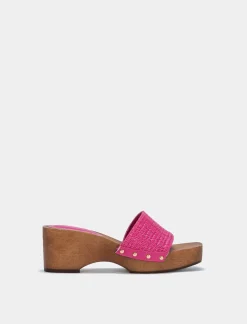 Piazza Italia Mule in rafia da donna - Fuxia Cheap