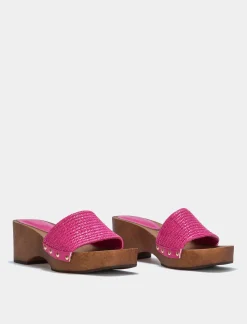 Piazza Italia Mule in rafia da donna - Fuxia Cheap
