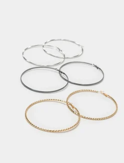 Piazza Italia Orecchini a cerchio da donna set 3 paia - Multicolore New