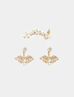 Piazza Italia Orecchini da donna 3 paia strass - Oro New