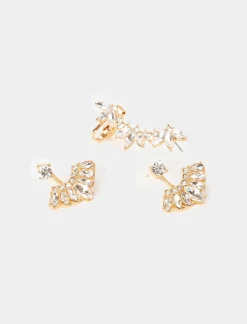 Piazza Italia Orecchini da donna 3 paia strass - Oro New