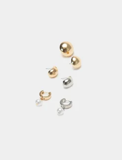 Piazza Italia Orecchini da donna con decorazioni miste - Oro Clearance