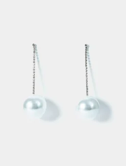 Piazza Italia Orecchini da donna con maxi perle e strass - Argento Discount