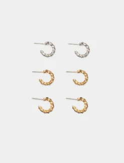 Piazza Italia Orecchini da donna set 3 paia di cerchietti strass - Multicolore Shop