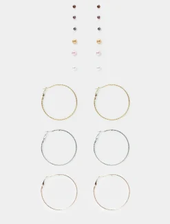 Piazza Italia Orecchini da donna set 9 paia multicolor - Multicolore Outlet