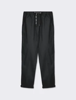Piazza Italia Panatole modello jogger in tessuto elasticizzato con elastico e coulisse tampata in vita - Nero Shop