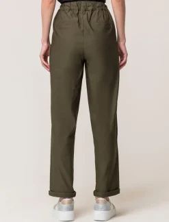 Piazza Italia Panatole modello jogger in tessuto elasticizzato con elastico e coulisse tampata in vita - Ve.milit. Verde Shop