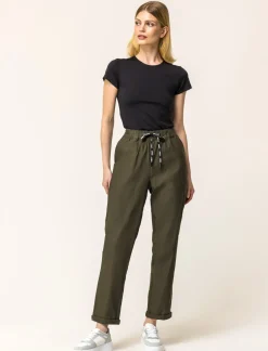 Piazza Italia Panatole modello jogger in tessuto elasticizzato con elastico e coulisse tampata in vita - Ve.milit. Verde Shop