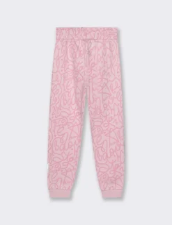 Piazza Italia Pantafitness in felpa stampa fantasia con elastico in vita e patch decorativo al fondo - Rosa Sale