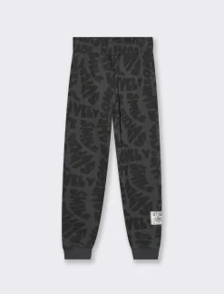 Piazza Italia Pantafitness in felpa stampa fantasia con elastico in vita e patch decorativo al fondo - Nero Outlet