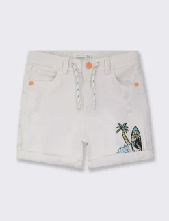 Piazza Italia Pantaloncini con rotture e con ricami frontali - Bianco Sale