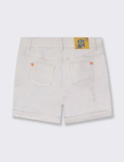 Piazza Italia Pantaloncini con rotture e con ricami frontali - Bianco Sale