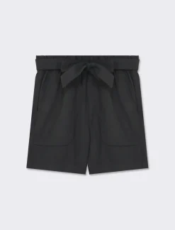 Piazza Italia Pantaloncino ampio con cintura. Vita alta con elastico on vita e tasche davanti - Nero New