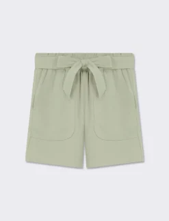 Piazza Italia Pantaloncino ampio con cintura. Vita alta con elastico on vita e tasche davanti - salvia Verde Outlet