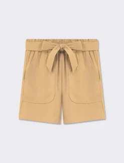Piazza Italia Pantaloncino ampio con cintura. Vita alta con elastico on vita e tasche davanti - fieno Beige Shop