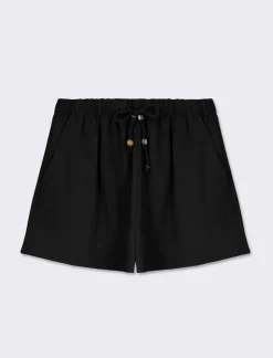 Piazza Italia Pantaloncino in tessuto fluido e coulisse con charms - Nero Cheap