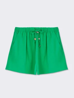 Piazza Italia Pantaloncino in tessuto fluido e coulisse con charms - mela Verde Fashion
