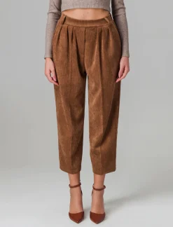 Piazza Italia Pantalone a coste con elastico in vita e tasche amerciane - tabacco Marrone Best Sale