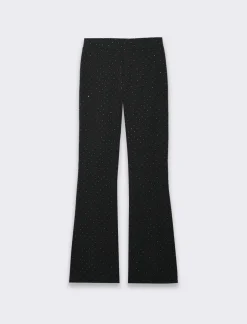 Piazza Italia Pantalone a zampa con strass applicati - Nero Outlet