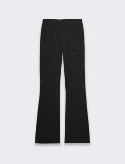Piazza Italia Pantalone a zampa con strass applicati - Nero Outlet