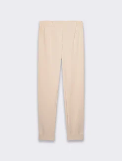 Piazza Italia Pantalone basico con elastico in vita e risvolto alle caviglie - burro Bianco Best Sale