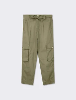 Piazza Italia Pantalone cargo loose con fusciacca in tessuto fisso - Kaky 1 Verde Cheap