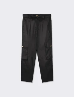 Piazza Italia Pantalone cargo loose con fusciacca in tessuto fisso - Nero Cheap