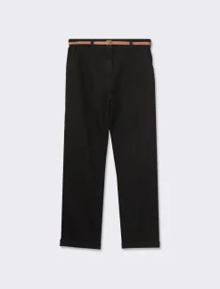 Piazza Italia Pantalone chino colorato con cintura e tessuto comfort elasticizzato, vestibilità regular - Nero Cheap