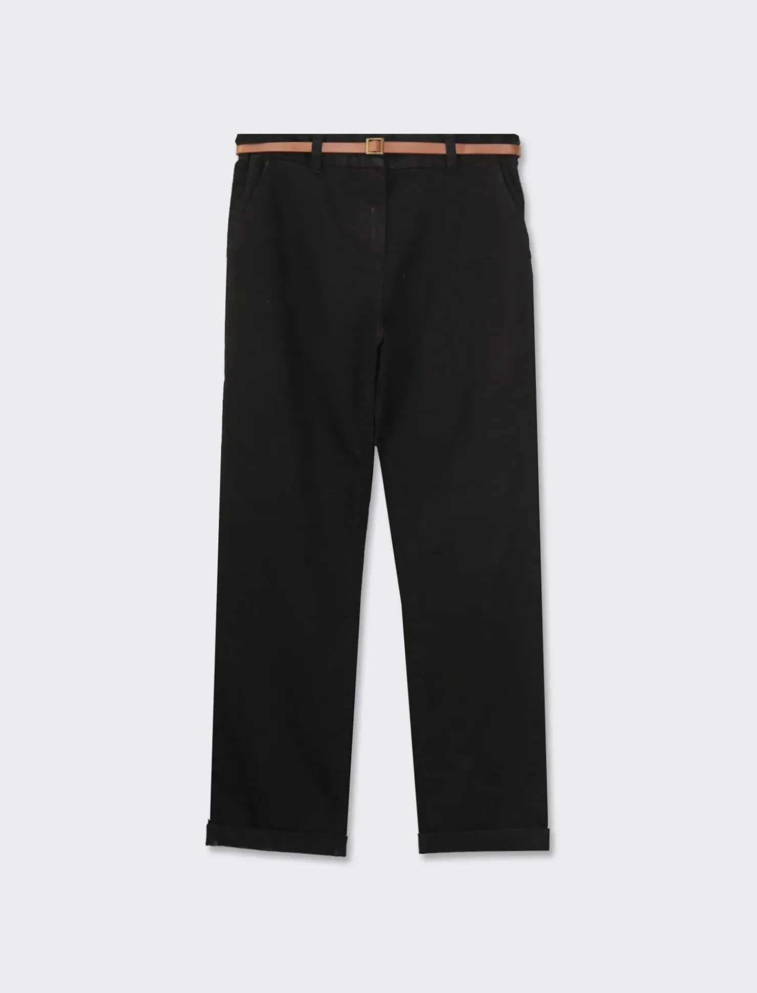 Piazza Italia Pantalone chino colorato con cintura e tessuto comfort elasticizzato, vestibilità regular - Nero Cheap