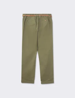 Piazza Italia Pantalone chino colorato con cintura e tessuto comfort elasticizzato, vestibilità regular - Ve.milit. Verde Discount