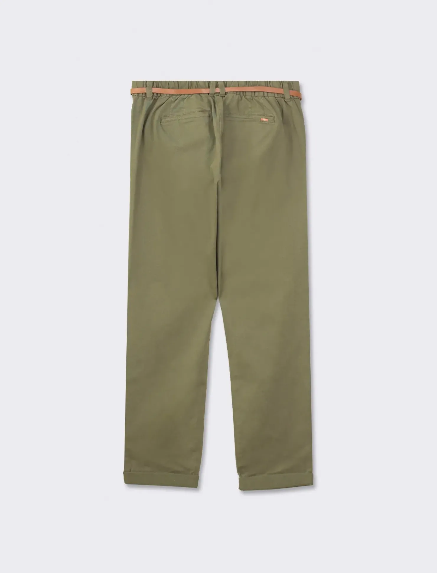Piazza Italia Pantalone chino colorato con cintura e tessuto comfort elasticizzato, vestibilità regular - Ve.milit. Verde Discount