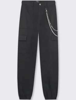 Piazza Italia Pantalone colorato con tasconi applicati e catena di tessuto elastico con vestibilita comfort - Nero Best