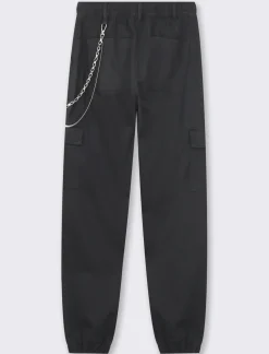 Piazza Italia Pantalone colorato con tasconi applicati e catena di tessuto elastico con vestibilita comfort - Nero Best